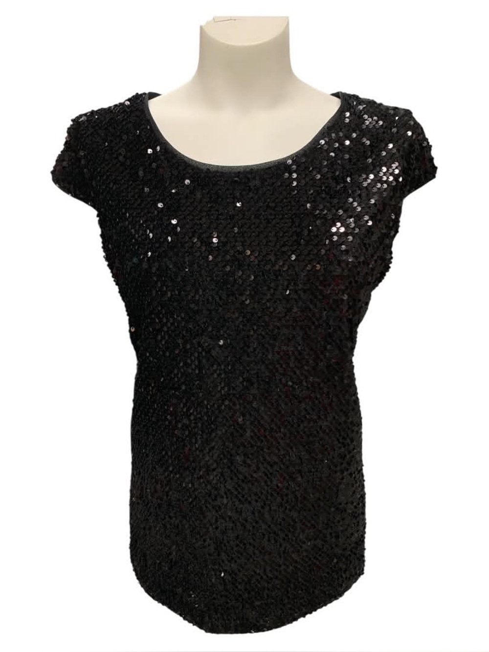 Mossimo Supply Co. Black Sequin Cap Sleeve Top Size M